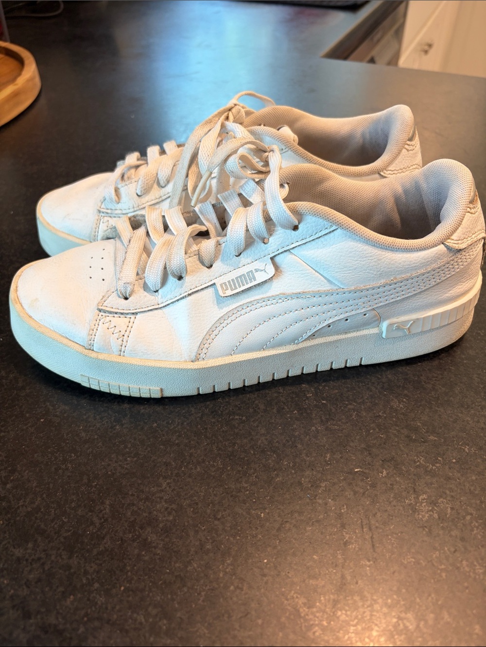 Puma All-White Low-Top Leather Sneakers